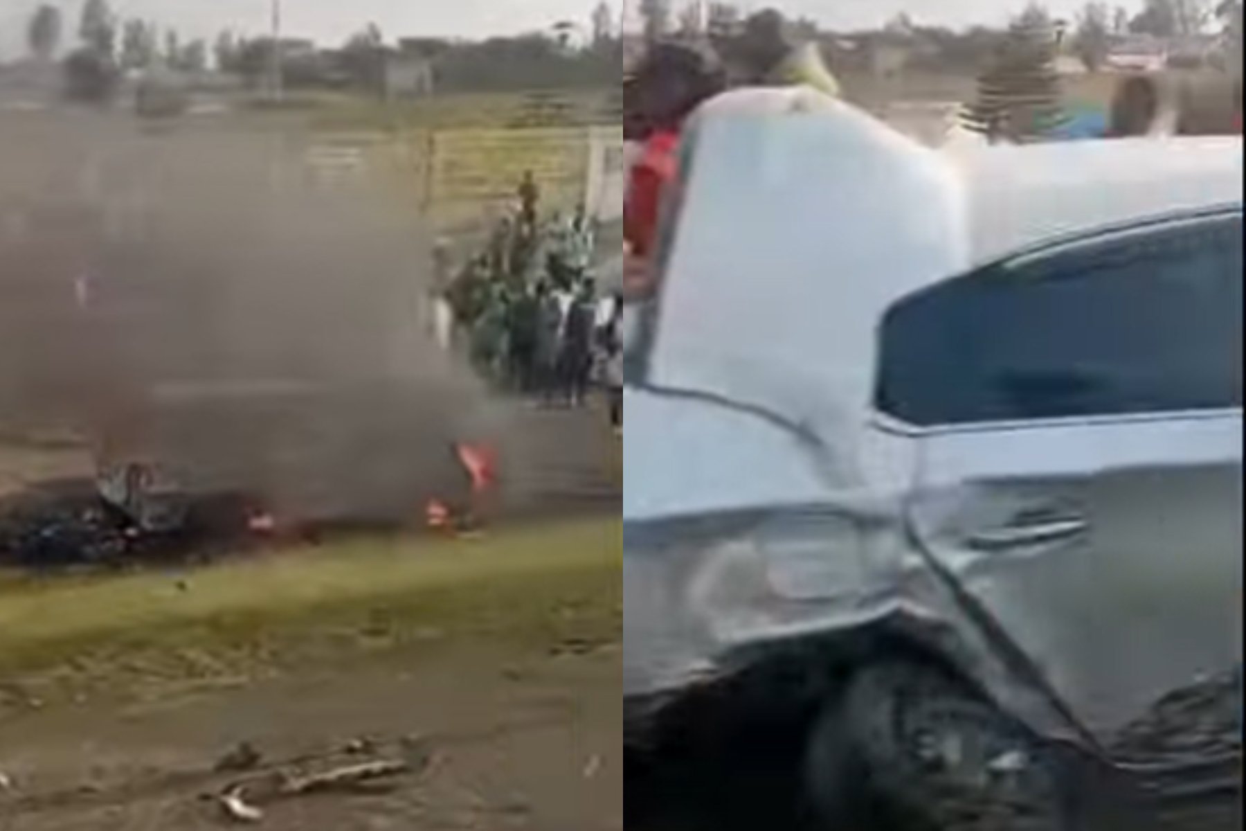 collage photo of a road accident along the Nakuru-Eldoret highway.